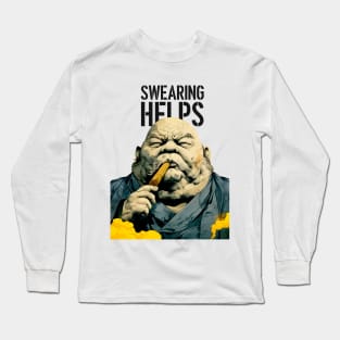 Puff Sumo: Swearing Helps on a light (Knocked Out) background Long Sleeve T-Shirt